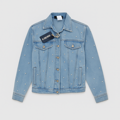 Chaqueta denim wave con botones para mujer