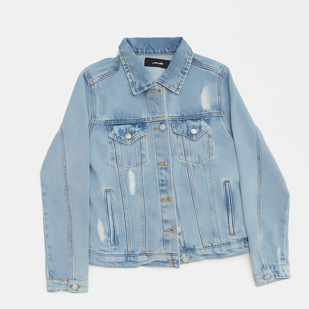 Chaqueta denim col con botones para mujer