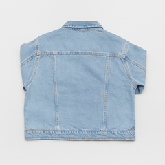 Chaqueta denim col con botones para mujer